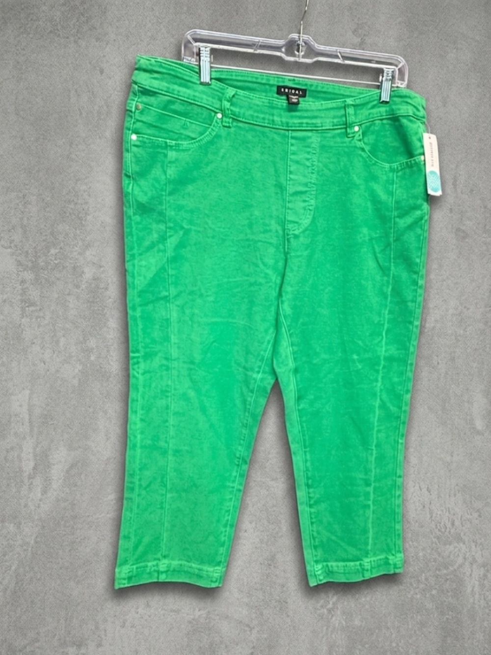 NWT TRIBAL Stitch Fix Bright Green Pull On Capri Crop Pants Women Size 14W